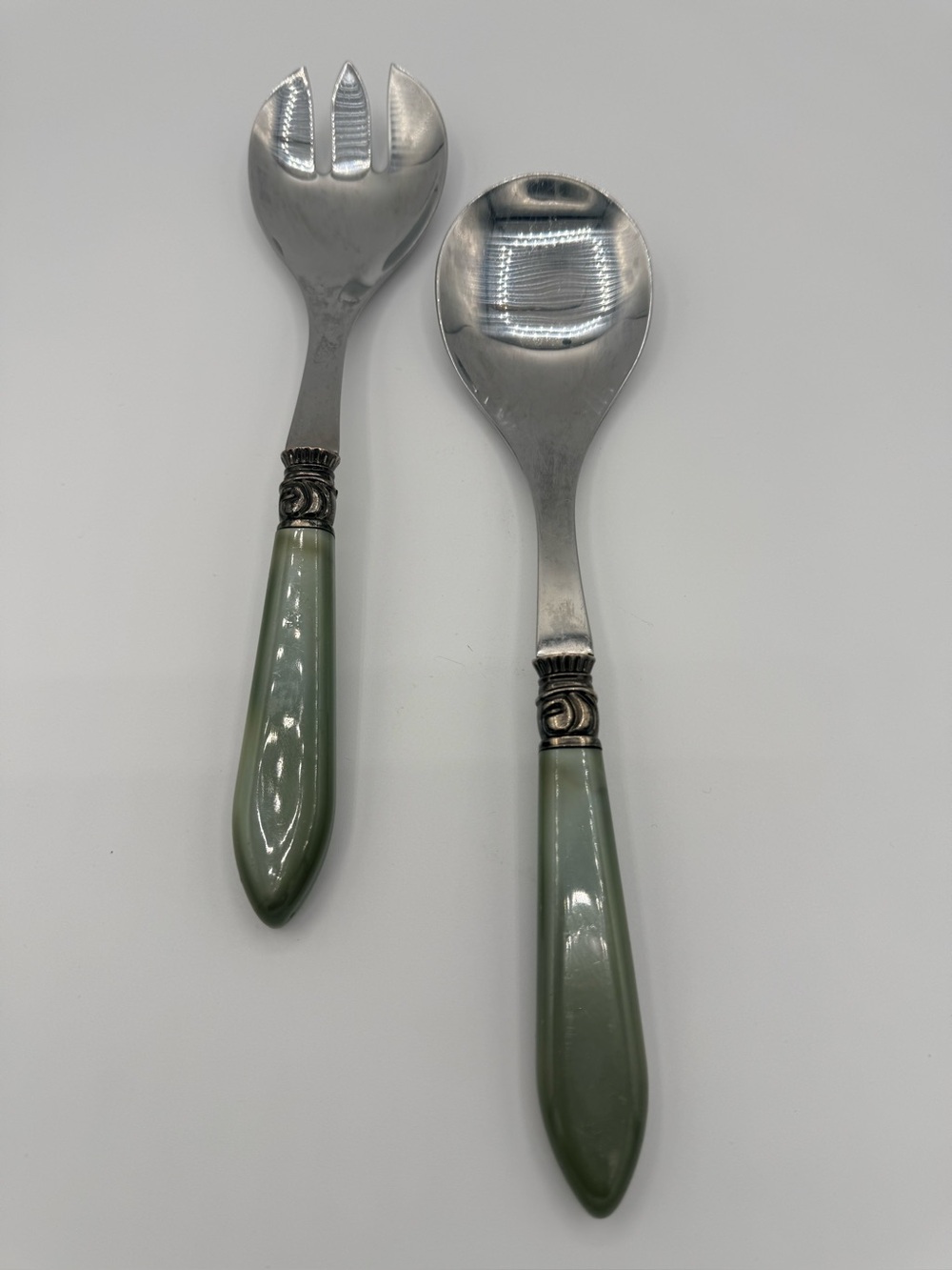 Sage Green Salad Serving Spoon and Fork Set - Classic Home Dining